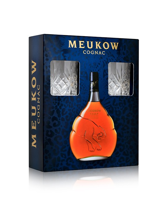 COFFRET MEUKOW VSOP + 2 VERRES